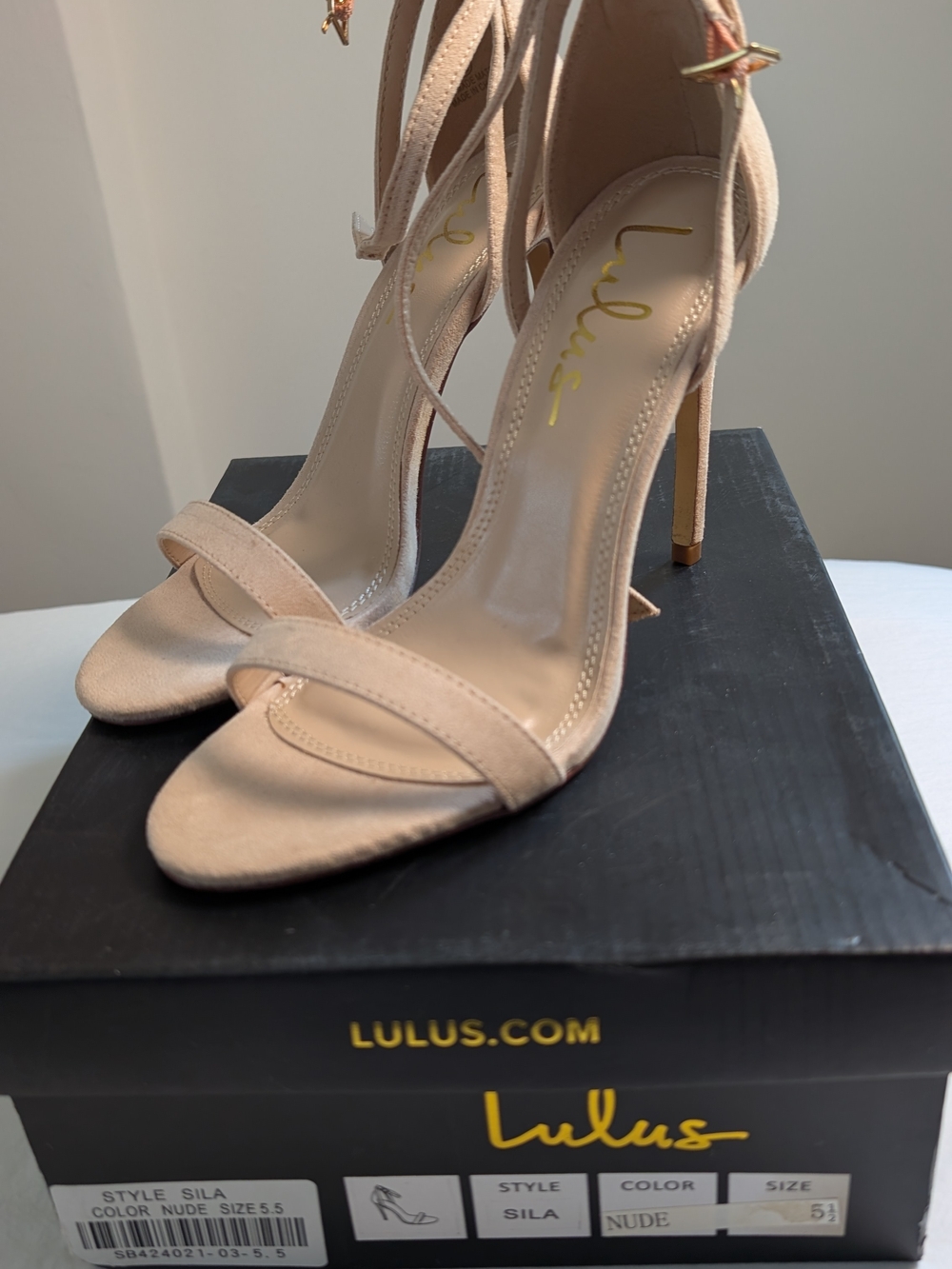 Lulus Nude Strappy High Heel Sandals 5.5